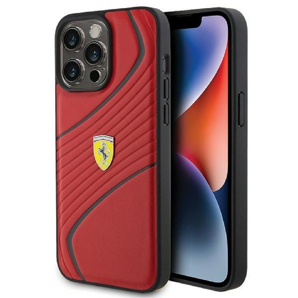 Ferrari Handyhülle Case iPhone 15 Pro Max Kunstleder rot 6,7 Zoll, Kantenschutz von Ferrari