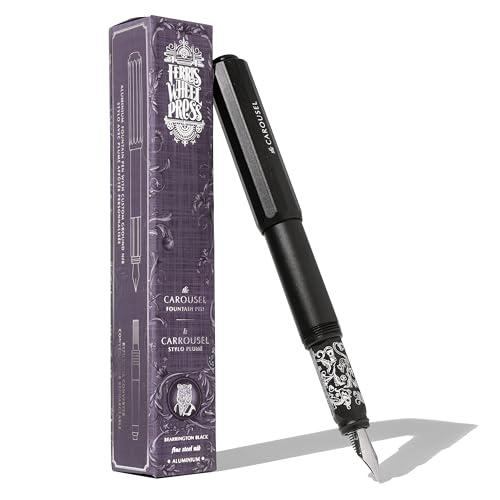 Ferris Wheel Press, Aluminum Carousel Fountain Pen, Bearrington Black, Aircraft grade aluminum body, Threaded cap with air seal system, Black, Medium Ferris Wheel Press, Aluminum Carousel Fountain Pen, Bearrington Black, Aircraft grade aluminum body, Threaded cap with air seal system, Black, Medium von Ferris Wheel Press