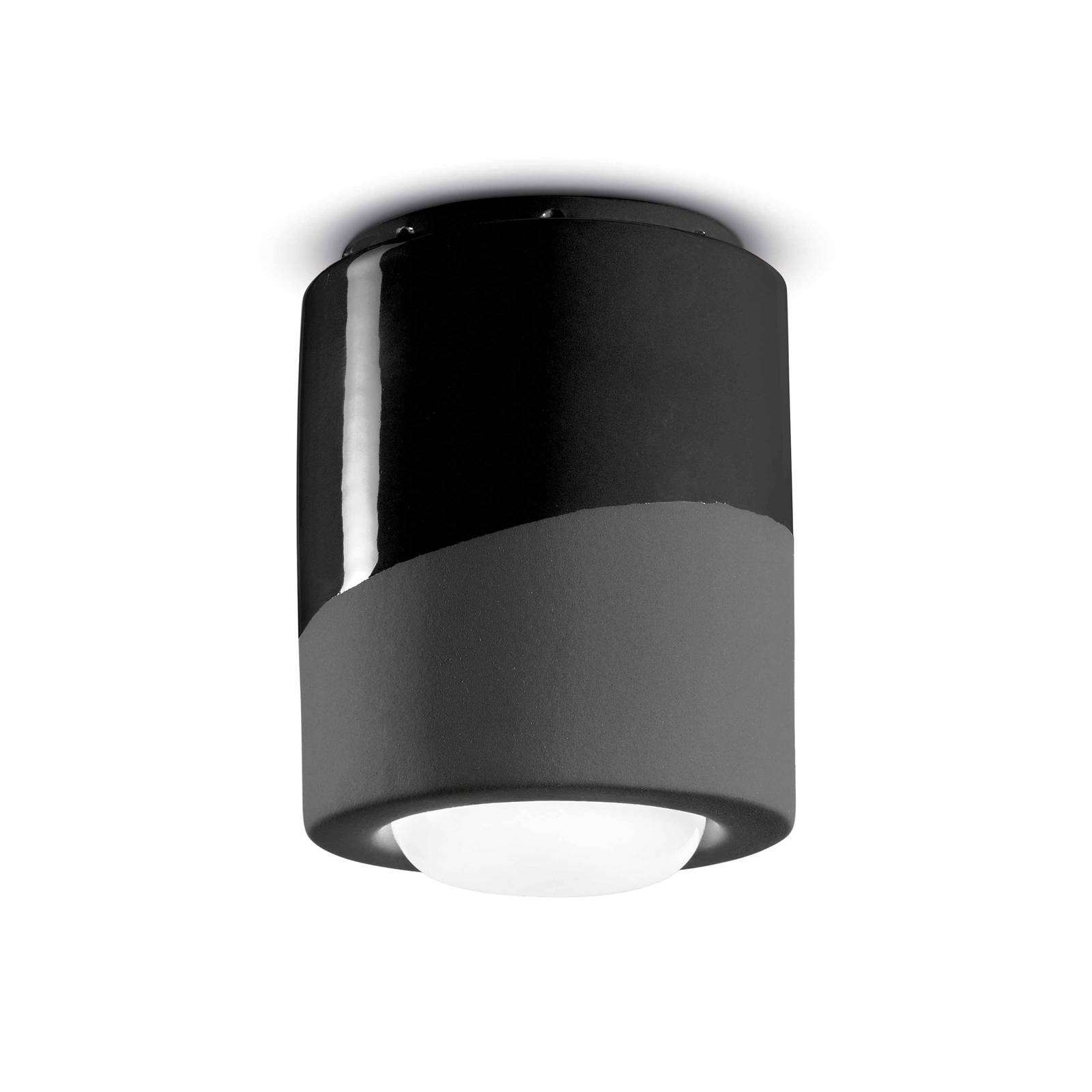 Deckenlampe PI, zylindrisch, Ø 12,5 cm schwarz von Ferroluce