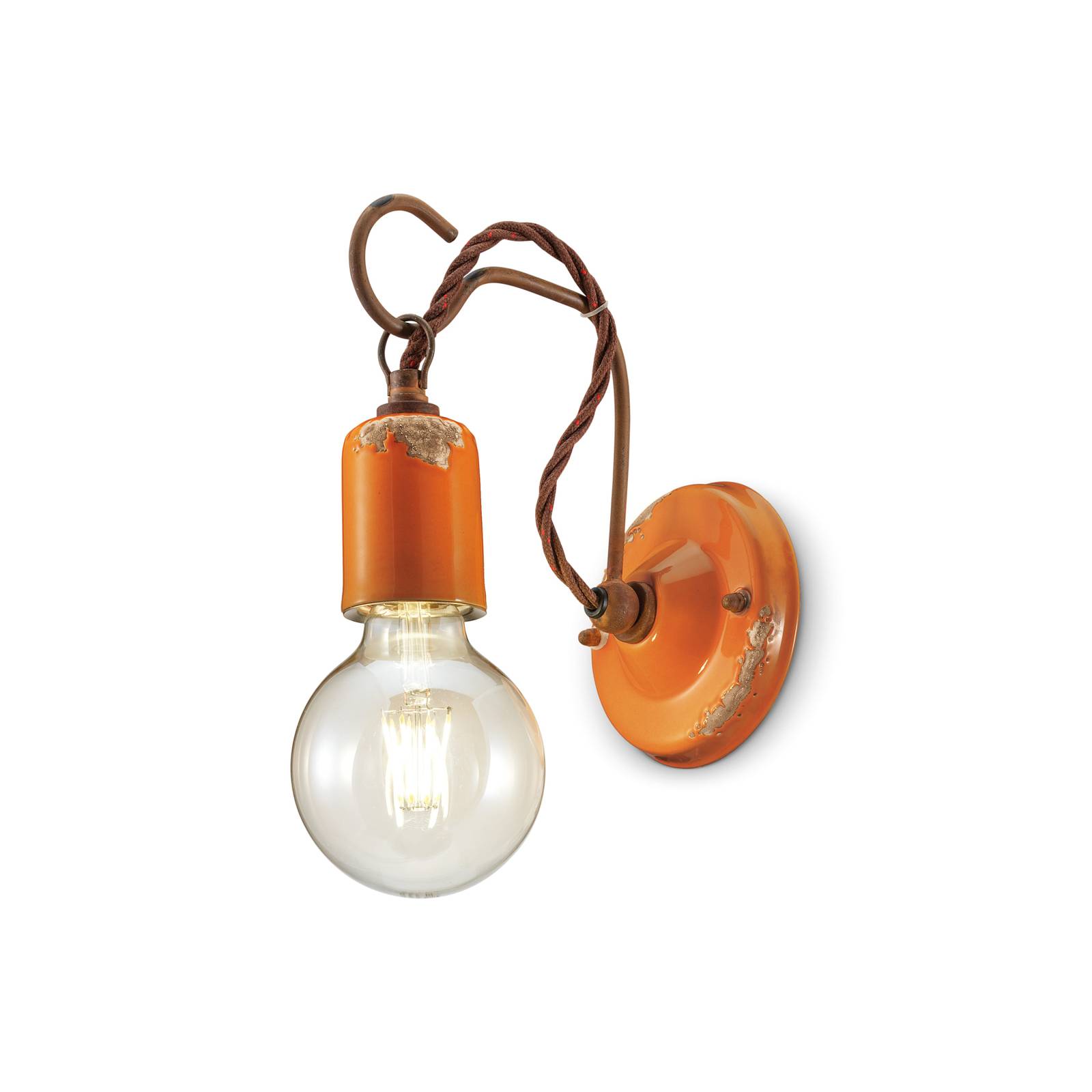 Wandleuchte C665 im Vintage-Stil, orange von Ferroluce