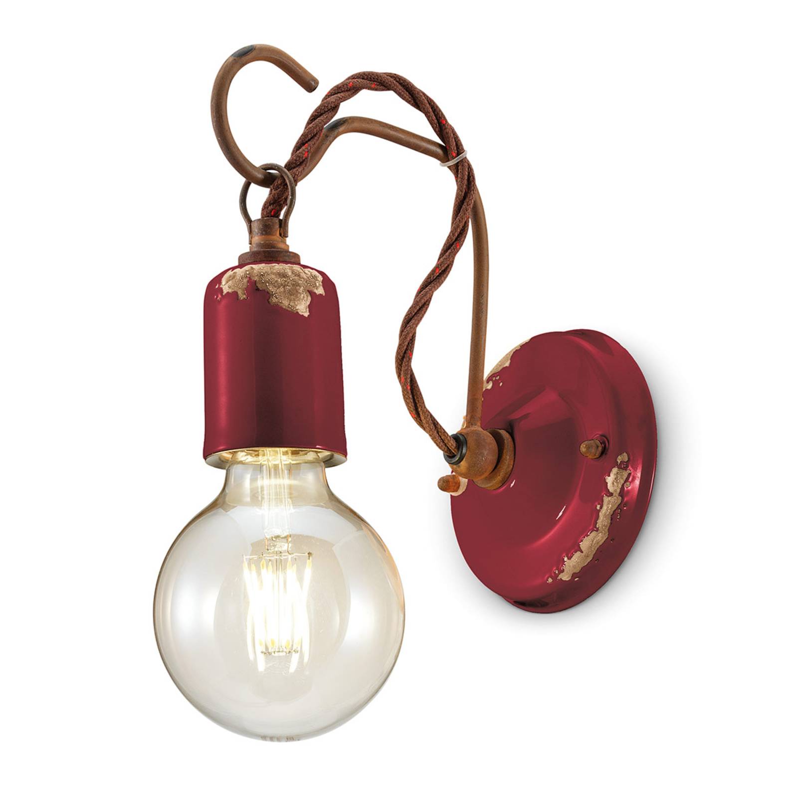 Wandleuchte C665 im Vintage-Stil weinrot Wandleuchte C665 im Vintage-Stil weinrot von Ferroluce