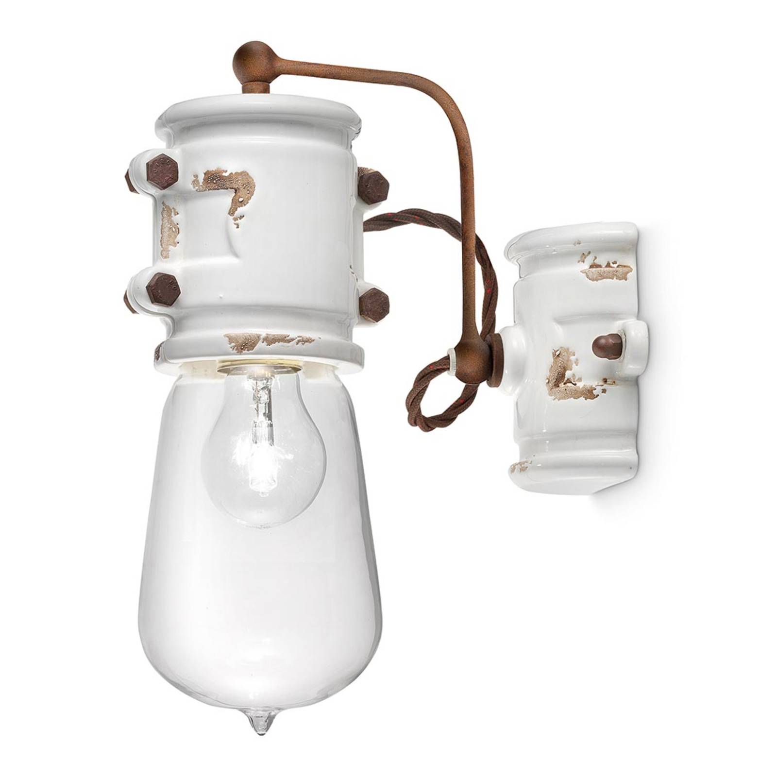 Weiße Wandlampe Nicolo im Vintage-Stil Weiße Wandlampe Nicolo im Vintage-Stil von Ferroluce