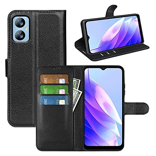 Fertuo Hülle für Blackview A52, Handyhülle Leder Flip Case Tasche mit Standfunktion, Kartenfach, Magnetschnalle, Silikon Bumper Schutzhülle Cover für Blackview A52, Schwarz von Fertuo