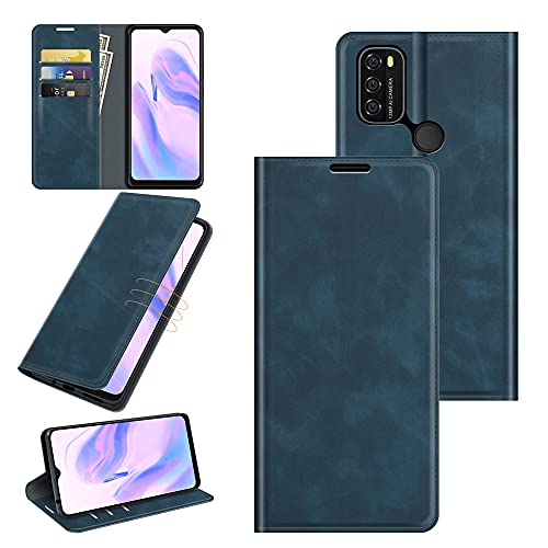 Fertuo Hülle für Blackview A70, Handyhülle Leder Flip Case Tasche mit Kartenfach, Magnetverschluss, Silikon Innenschale Schutzhülle Cover Lederhülle für Blackview A70 Smartphone, Blau von Fertuo