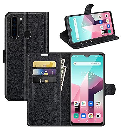 Fertuo Hülle für Blackview A80 Plus / A80 Pro, Handyhülle Leder Flip Case Tasche mit Standfunktion, Kartenfach, Magnetschnalle, Silikon Bumper Schutzhülle Cover für Blackview A80 Plus, Schwarz von Fertuo