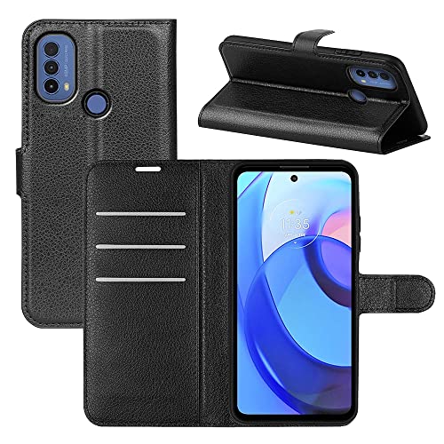 Fertuo Hülle für Motorola Moto E20 / E40 / E30, Handyhülle Leder Flip Case Tasche mit Standfunktion, Kartenfach, Magnetschnalle, Silikon Bumper Schutzhülle Cover für Moto E20 / E40 / E30, Schwarz von Fertuo
