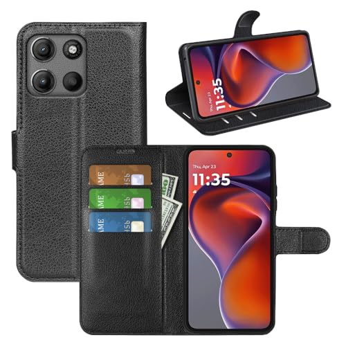 Fertuo Hülle für Motorola Moto G15 / Moto G15 Power, Handyhülle Leder Flip Case Tasche mit Standfunktion, Kartenfach, Magnetschnalle, Silikon Bumper Schutzhülle Cover für Moto G15 Power, Schwarz Fertuo Hülle für Motorola Moto G15 / Moto G15 Power, Handyhülle Leder Flip Case Tasche mit Standfunktion, Kartenfach, Magnetschnalle, Silikon Bumper Schutzhülle Cover für Moto G15 Power, Schwarz von Fertuo