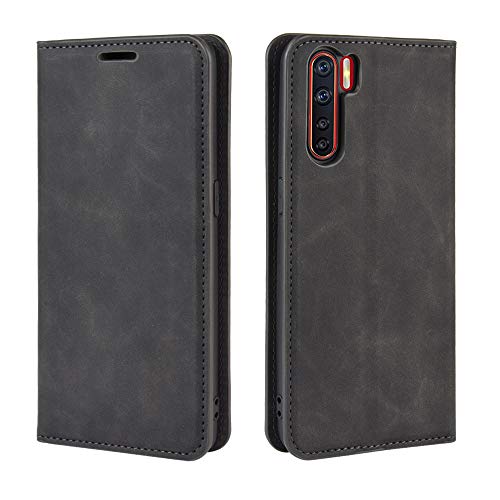 Fertuo Hülle für Oppo A91, Handyhülle Leder Flip Case Tasche mit Kartenfach, Magnetverschluss, Silikon Innenschale Schutzhülle Cover Lederhülle für Oppo A91 Smartphone, Schwarz von Fertuo