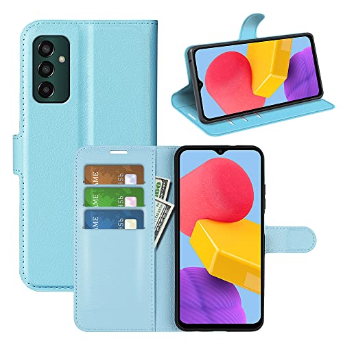 Fertuo Hülle für Samsung Galaxy M13, Handyhülle Leder Flip Case Tasche mit Standfunktion, Kartenfach, Magnetschnalle, Silikon Bumper Schutzhülle Cover für Samsung Galaxy M13, Blau von Fertuo