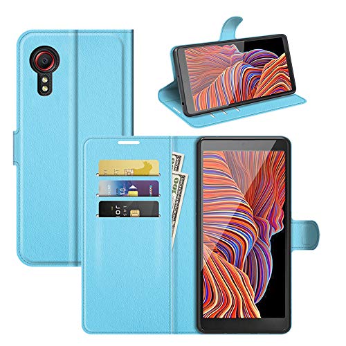 Fertuo Hülle für Samsung Galaxy XCover 5, Handyhülle Leder Flip Case Tasche mit Standfunktion, Kartenfach, Magnetschnalle, Silikon Bumper Schutzhülle Cover für Samsung Galaxy XCover 5, Blau von Fertuo