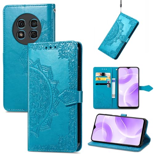 Fertuo Hülle für Ulefone Note 15, Handyhülle Leder Flip Case Tasche mit Kartenfach, Magnet und Standfunktion [Mandala Muster] Handy Schutzhülle Ledertasche für Ulefone Note 15, Blau von Fertuo
