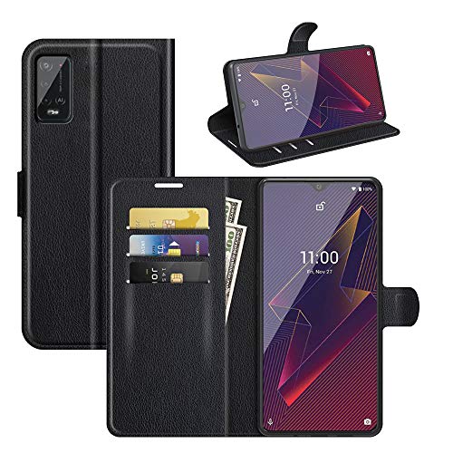 Fertuo Hülle für Wiko Power U10 / U20, Handyhülle Leder Flip Case Tasche mit Standfunktion, Kartenfach, Magnetschnalle, Silikon Bumper Schutzhülle Cover für Wiko Power U10 / U20, Schwarz von Fertuo