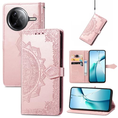 Fertuo Hülle für Xiaomi Poco F7 Ultra, Handyhülle Leder Flip Case Tasche mit Kartenfach, Magnet und Standfunktion [Mandala Muster] Handy Schutzhülle Ledertasche für Xiaomi Poco F7 Ultra, Rosegold von Fertuo