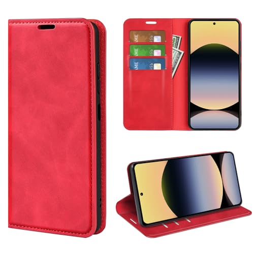 Fertuo Hülle für Xiaomi Redmi Note 14S 4G, Handyhülle Leder Flip Case Tasche mit Kartenfach, Magnetverschluss, Silikon Innenschale Schutzhülle Cover Lederhülle für Xiaomi Redmi Note 14S 4G, Rot Fertuo Hülle für Xiaomi Redmi Note 14S 4G, Handyhülle Leder Flip Case Tasche mit Kartenfach, Magnetverschluss, Silikon Innenschale Schutzhülle Cover Lederhülle für Xiaomi Redmi Note 14S 4G, Rot von Fertuo