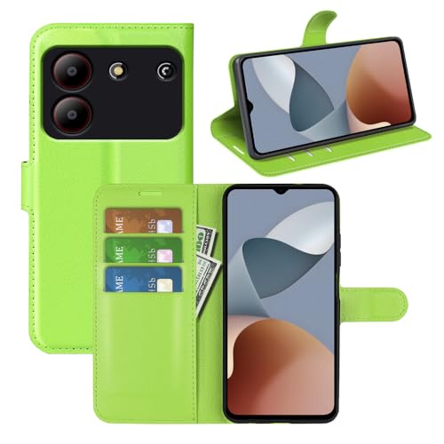 Fertuo Hülle für ZTE Blade A54, Handyhülle Leder Flip Case Tasche mit Standfunktion, Kartenfach, Magnetschnalle, Silikon Bumper Schutzhülle Cover für ZTE Blade A54, Grün von Fertuo