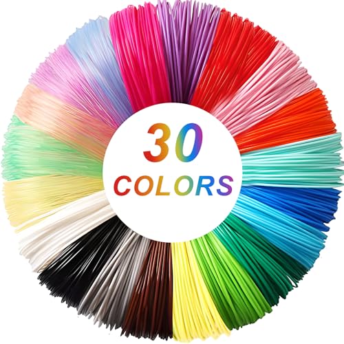 Fervalyna 3D Stift PLA Filament 1.75 mm, 3D Drucker Filament, 3D Printing Pen Zubehör, 3D Pen Filament Set 30 Farben, 3 Meter pro Farbe, 3D Stift Nachfüllpacks für 3D Stifte und 3D Drucker von Fervalyna