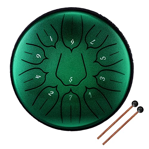 Fesjoy Steel Tongue Drum 6 Zoll 11-Ton-Stahlzungentrommel Steel Pan mit Drumsticks Hand Pan Drum für Meditation Yoga Klangheilung（Jadegrün） von Fesjoy