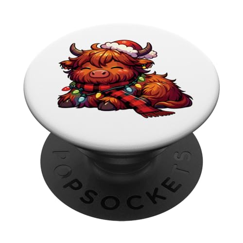 Weihnachten Lichterkette Schottisches Hochlandrind PopSockets mit austauschbarem PopGrip Weihnachten Lichterkette Schottisches Hochlandrind PopSockets mit austauschbarem PopGrip von Festliche Lieblingstiere im Weihnachtslook
