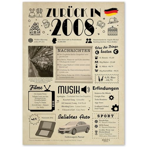 FestySpark Geschenk 17. Geburtstag Mädchen und Junge - Geburtstagsdekoration 17 Jahre - Geburtstagskarte 17. Geburtstag Mädchen - Karte 2008 Geburtstagsgeschenk - Birthday Decorations 17 Gifts von FestySpark