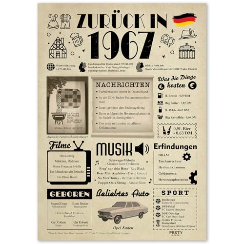 Geschenke zum 58. Geburtstag Frau - Geburtstagsgeschenk für Männer 58 - Schöne Geburtstagskarte 58 Frau und Mann - Geburtstagsdekoration 58. Geburtstag Männer und Frauen - Karte 1967 von FestySpark