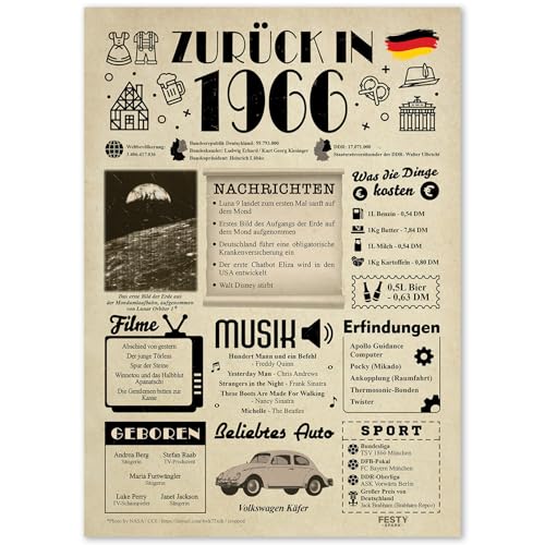 Geschenke zum 59. Geburtstag Frau - Geburtstagsgeschenk für Männer 59 - Schöne Geburtstagskarte 59 Frau und Mann - Geburtstagsdekoration 59. Geburtstag Männer und Frauen - Karte 1966 von FestySpark