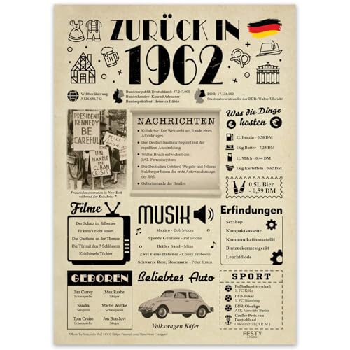 Geschenke zum 63. Geburtstag Frau - Geburtstagsgeschenk für Männer 63 - Schöne Geburtstagskarte 63 Frau und Mann - Geburtstagsdekoration 63. Geburtstag Männer und Frauen - Karte 1962 Geschenke zum 63. Geburtstag Frau - Geburtstagsgeschenk für Männer 63 - Schöne Geburtstagskarte 63 Frau und Mann - Geburtstagsdekoration 63. Geburtstag Männer und Frauen - Karte 1962 von FestySpark