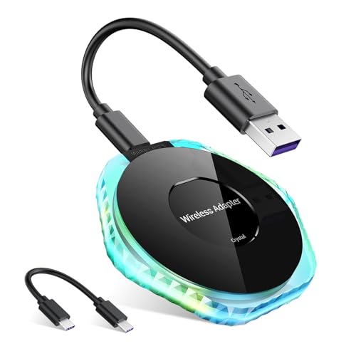 Fesuda Kabelloser CarPlay Adapter für iPhone, Upgrade 2024 Kabellose Steuerung Plug & Play Keine Latenz Einfache Einrichtung LED-Kristall-Stil Kompatibel mit Apple iOS 10+ und Cars 2015+ Fesuda Kabelloser CarPlay Adapter für iPhone, Upgrade 2024 Kabellose Steuerung Plug & Play Keine Latenz Einfache Einrichtung LED-Kristall-Stil Kompatibel mit Apple iOS 10+ und Cars 2015+ von Fesuda