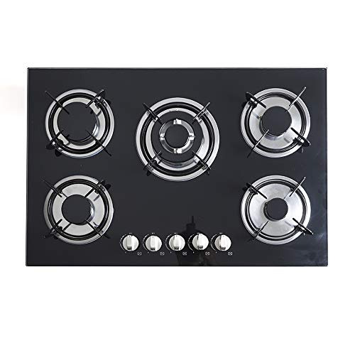 Fetcoi 5-Brenner Gaseinbaukochfeld mit gehärteter Glasoberfläche, 770x510mm, Transparent, Batteriezündung, Flameout-Schutz, Erdgas LPG-Gas, 5 Erdgasdüsen, 14kg, Einbau, CCREAMT12 Fetcoi 5-Brenner Gaseinbaukochfeld mit gehärteter Glasoberfläche, 770x510mm, Transparent, Batteriezündung, Flameout-Schutz, Erdgas LPG-Gas, 5 Erdgasdüsen, 14kg, Einbau, CCREAMT12 von Fetcoi