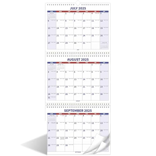 Wandkalender 2025-2027 - 3-Monats-Wandkalender 2025-2027, Juli 2025 - Juni 2027, 2-Jahres-Kalender, 3-Monatskalender, vertikale Anzeige (gefaltet in einem Monat), Move-a-Page, 27,9 x 63,5 cm, von Feteulo