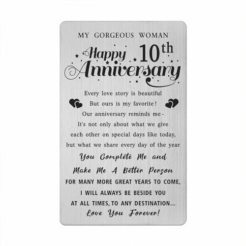 Fetiger DCMXG Karte zum 10. Hochzeitstag, Geschenke für Ihre Frau, 10-jährige Jubiläumskarte für sie, Glückwunschkarte zum 10. Hochzeitstag, Karte für Ehefrau, Freundin, Frau, Zinn, Jahrestag, von Fetiger