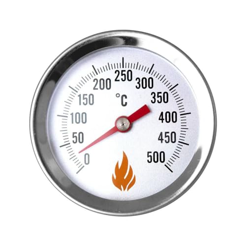 Feuerfest 123 - Edelstahl Grillthermometer mit Anzeige bis 500 °C, analoges Ofenthermometer mit Einschraubgewinde, BBQ-Thermometer als ideale Ergänzung für Ofen, Grill und Smoker von Feuerfest 123 GmbH