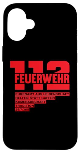 Hülle für iPhone 16 Plus Freiwillige Feuerwehr 112 Ehrenamt Feuerwehrmann Geschenk von Feuerwehr Feuerwehrauto Geschenkideen & Mehr