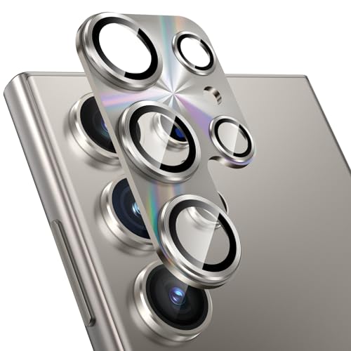 Fewdew Kameraschutz für Samsung Galaxy S24 Ultra 5G 2024,9H Panzer Schutz Glas [Ultra HD Klar] [Anti-Kratzer] Kamera Schutzfolie,Metall Ring Kamera Panzerglas,1 Stück Titan Grau von Fewdew