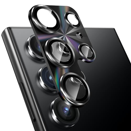 Fewdew Kameraschutz für Samsung Galaxy S24 Ultra 5G 2024,9H Panzer Schutz Glas [Ultra HD Klar] [Anti-Kratzer] Kamera Schutzfolie,Metall Ring Kamera Panzerglas,1 Stück Titan Schwarz von Fewdew