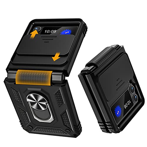 Fewdew für Z Flip 4 Hülle,Galaxy Z Flip 4 Handyhülle mit Schiebe Kamera Abdeckung,Scharnierschutz & 360 Grad Ring Magnetischer Ständer,Militärische stoßfest schützende Case für Z Flip 4 5G(Schwarz) Fewdew für Z Flip 4 Hülle,Galaxy Z Flip 4 Handyhülle mit Schiebe Kamera Abdeckung,Scharnierschutz & 360 Grad Ring Magnetischer Ständer,Militärische stoßfest schützende Case für Z Flip 4 5G(Schwarz) von Fewdew