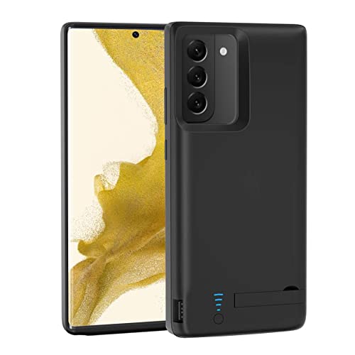 Akkuhülle für Samsung S22 Plus, 5000mAh Tragbarer Externer Akku Ladehülle für Samsung Galaxy S22+ Plus 5G [6,6 Zoll] wiederaufladbares Ladegerät Backup-Powerbank, schwarz von Fey