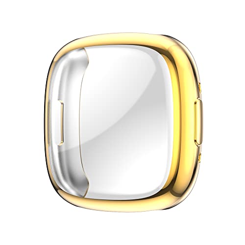 Feysentoe Hülle mit TPU Displayschutz Kompatibel mit Fitbit Versa 4 Schutz Case Schutzhülle.(Gold) von Feysentoe