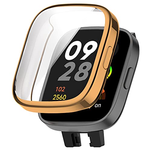 Feysentoe Hülle mit TPU Displayschutz Kompatibel mit RedMi Watch 3 Schutz Case Schutzhülle.(Rotgold) von Feysentoe