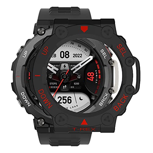 Feysentoe Hüllen Kompatibel mit Amazfit T-Rex 2 Schutzhülle Protector Cover Bumper Shell.(Schwarz Rot) von Feysentoe