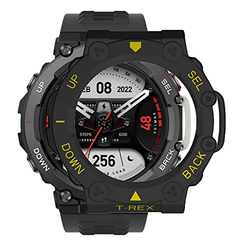 Feysentoe Hüllen Kompatibel mit Amazfit T-Rex 2 Schutzhülle Protector Cover Bumper Shell.(Schwarz und Gelb) von Feysentoe