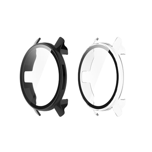 Feysentoe Pack of 2 Hülle mit Glas Displayschutz Kompatibel mit Garmin venu 2 plus Schutz Case Schutzhülle.(schwarz+transparent) von Feysentoe