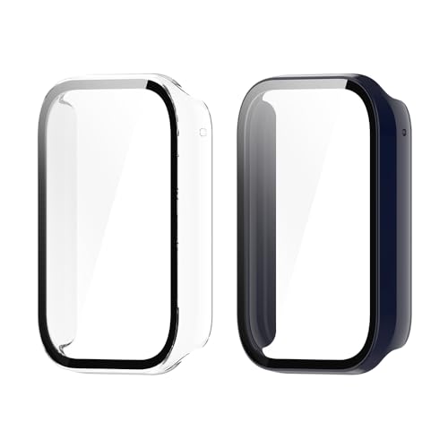 Feysentoe Pack of 2 Hülle mit Glas Displayschutz Kompatibel mit XiaoMi Mi band 8 pro Schutz Case Schutzhülle.(Tinte blau + transparent) von Feysentoe