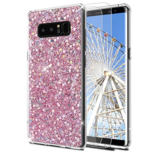 Feyten Galaxy Note 8 Hülle mit HD-Schutzfolie [2 Stück], Bling Glänzend Glitzer Weich TPU Silikon Etui Cover Schale Schutzhülle für Samsung Galaxy Note 8 (Rosa) von Feyten