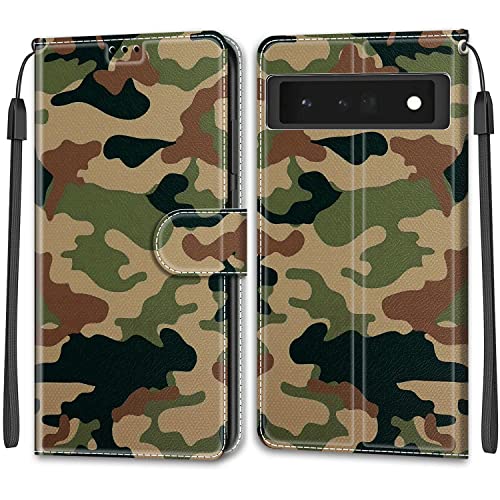 Feyten Kompatibel mit Google Pixel 6 Pro Hülle, Handyhülle Google Pixel 6 Pro Schutzhülle Wallet Leder Klappbar Magnet Klapphülle Google Pixel 6 Pro Case Cover Lederhülle (Tarnung) von Feyten