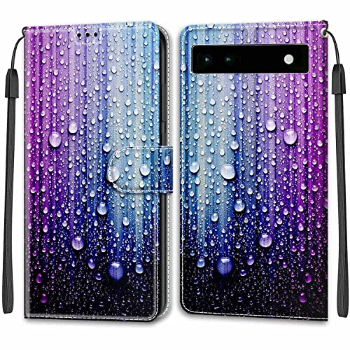 Feyten Kompatibel mit Google Pixel 6A Hülle, Handyhülle Google Pixel 6A, Google Pixel 6A Schutzhülle Wallet Leder Klappbar Magnet Klapphülle Google Pixel 6A Case Cover Lederhülle (Lila-Blau) von Feyten