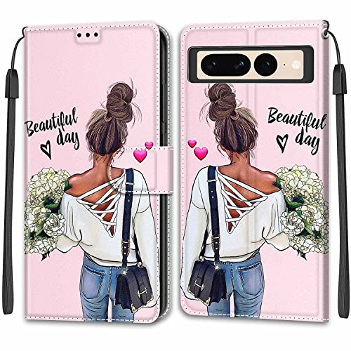 Feyten Kompatibel mit Google Pixel 7 Pro 5G Hülle, Handyhülle Google Pixel 7 Pro 5G Schutzhülle Wallet Leder Klappbar Magnet Klapphülle Google Pixel 7 Pro 5G Case Cover Lederhülle (Mädchen) von Feyten