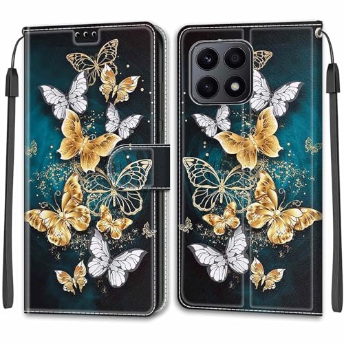 Feyten Kompatibel mit Honor X8A 4G Hülle, Handyhülle Honor X8A 4G, Handytasche PU Leder Klappbar Schutzhülle Wallet Kartenfach Magnet Klapphülle Case Cover (Schmetterling 3) von Feyten