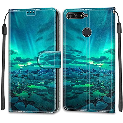 Feyten Kompatibel mit Huawei Y6 2018/Honor 7A Hülle, Handyhülle Huawei Y6 2018/Honor 7A, Handytasche PU Leder Klappbar Schutzhülle Wallet Kartenfach Magnet Klapphülle Case Cover (Aurora) von Feyten