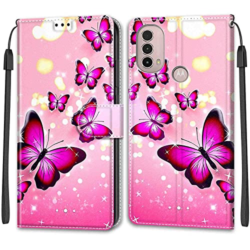 Feyten Kompatibel mit Motorola Moto E30 / E40 / E20 Hülle, Handyhülle Motorola E30/E40/E20, Handytasche PU Leder Klappbar Schutzhülle Wallet Kartenfach Magnet Klapphülle (Schmetterling 1) von Feyten
