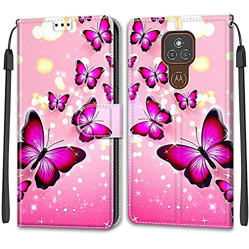 Feyten Kompatibel mit Motorola Moto E7 Plus/ G9 Play/G9 Hülle, Handytasche PU Leder Handyhülle Klappbar Schutzhülle Wallet Kartenfach Magnet Klapphülle Flip Case Cover Lederhülle (Schmetterling 1) von Feyten
